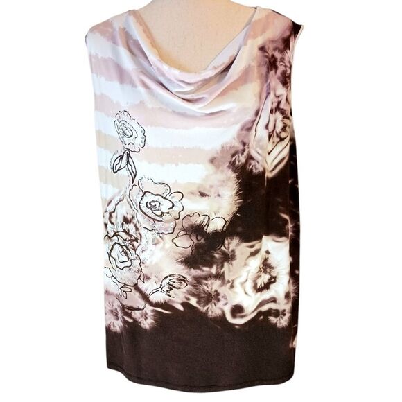 CJ Banks Tops - CJ BANKS Sleeveless Tunic Drape Neckline Metal Stud Floral Tie Dye Plus Size 2X